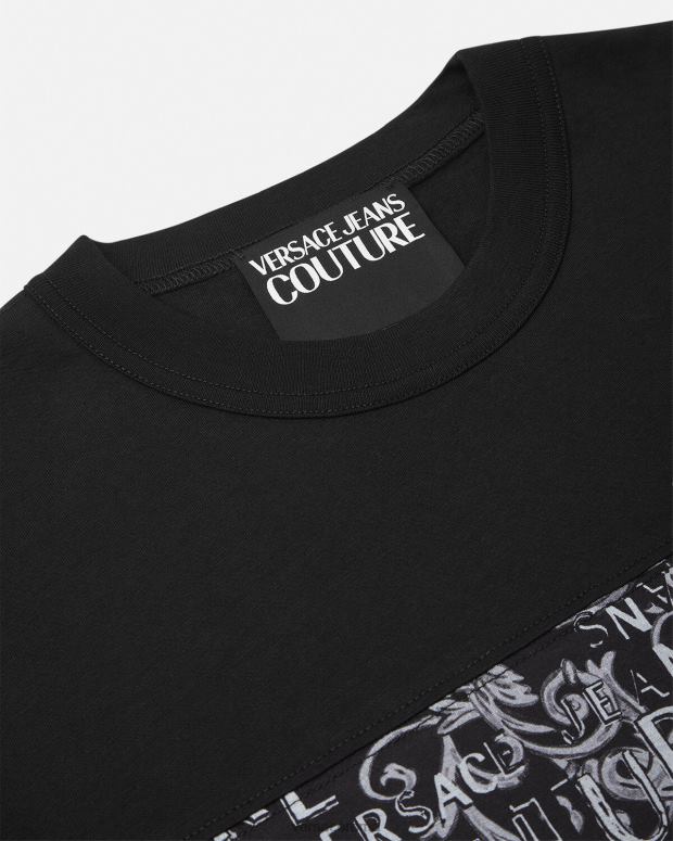 esso Versace uomini maglietta couture con logo nero e stampa JT08Z2389 vestiario