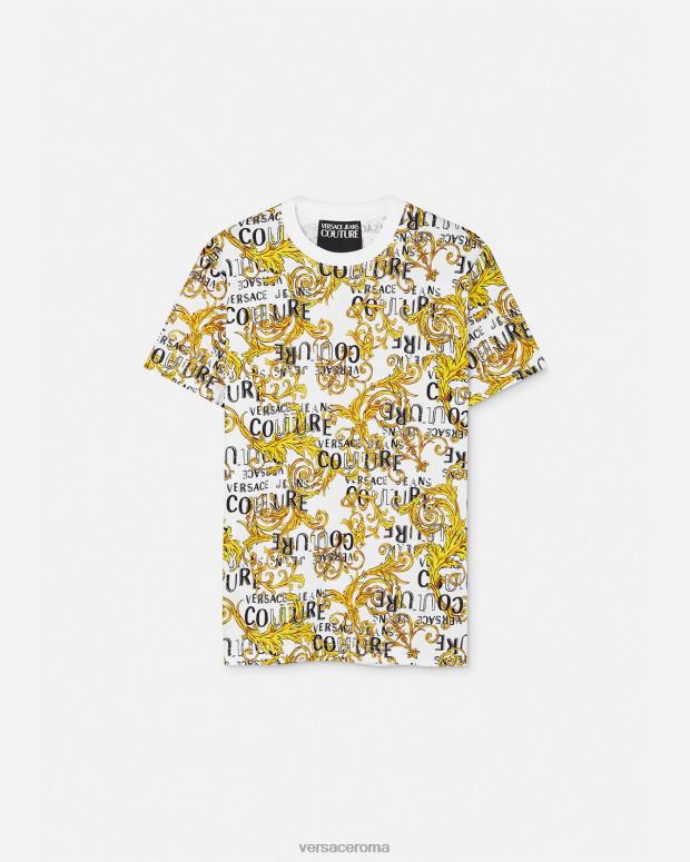 esso Versace uomini maglietta couture con logo oro e bianco JT08Z2386 vestiario