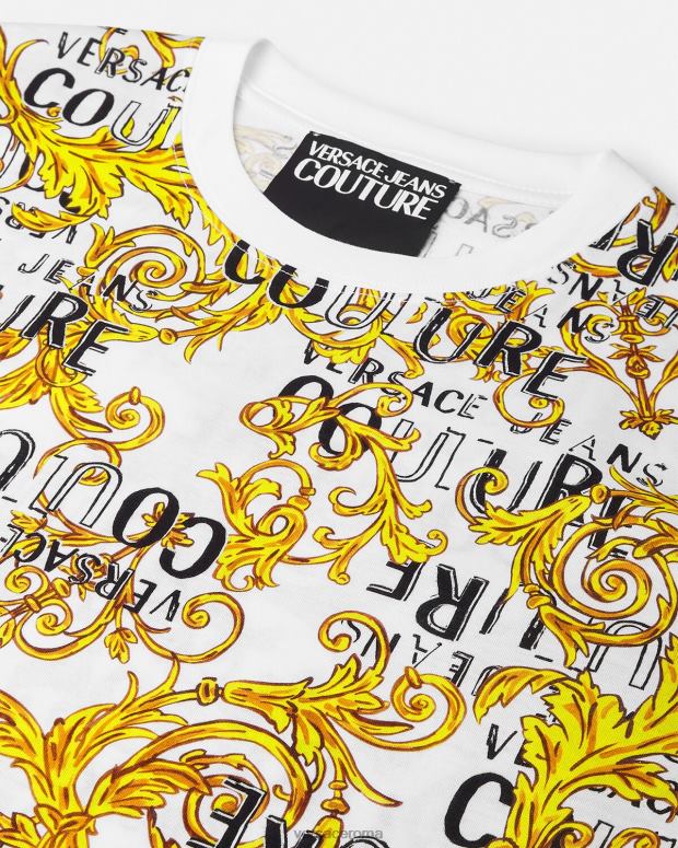 esso Versace uomini maglietta couture con logo oro e bianco JT08Z2386 vestiario