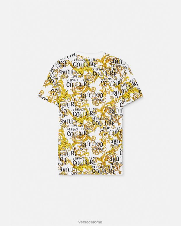 esso Versace uomini maglietta couture con logo oro e bianco JT08Z2386 vestiario