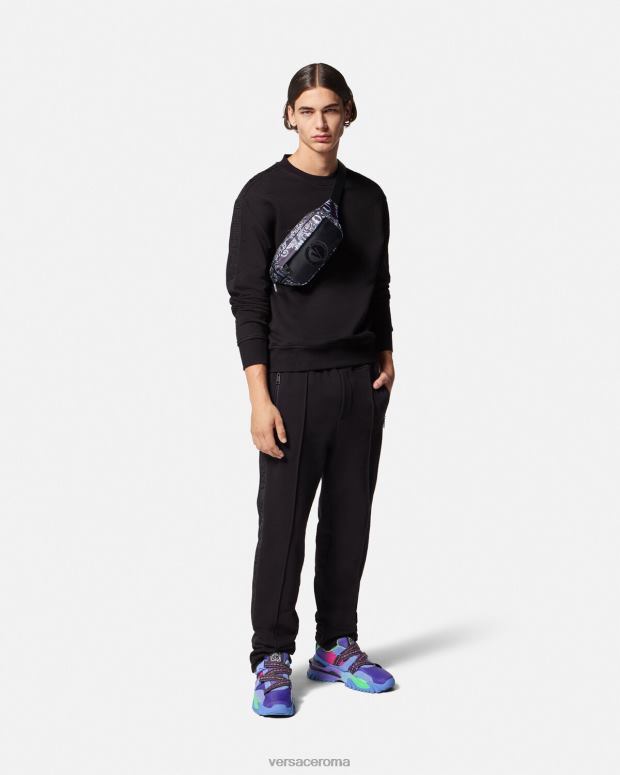 esso Versace uomini pantaloni della tuta con logo nero JT08Z2433 vestiario