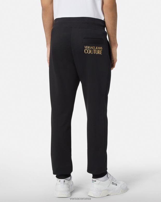 esso Versace uomini pantaloni della tuta con logo oro nero JT08Z2437 vestiario