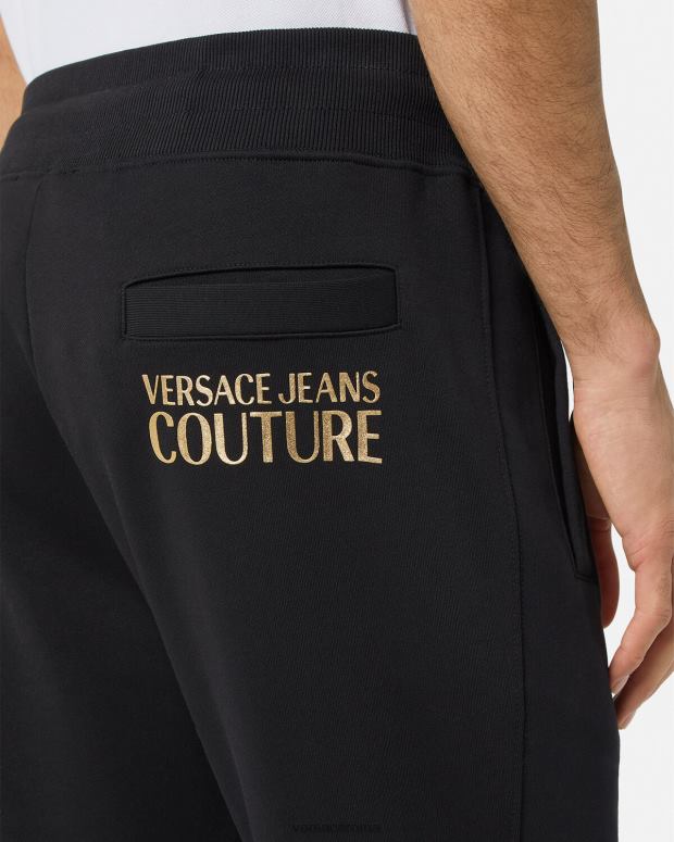 esso Versace uomini pantaloni della tuta con logo oro nero JT08Z2437 vestiario