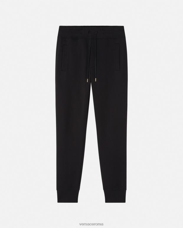 esso Versace uomini pantaloni della tuta con stemma a V oro nero JT08Z2436 vestiario