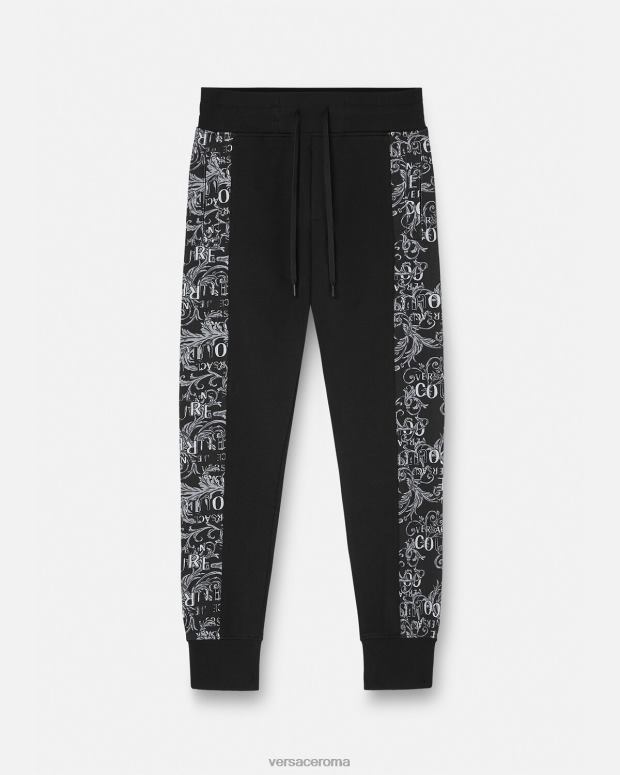 esso Versace uomini pantaloni della tuta couture con logo nero JT08Z2426 vestiario