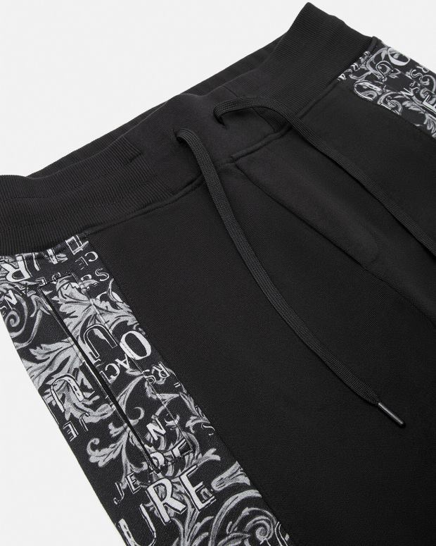 esso Versace uomini pantaloni della tuta couture con logo nero JT08Z2426 vestiario