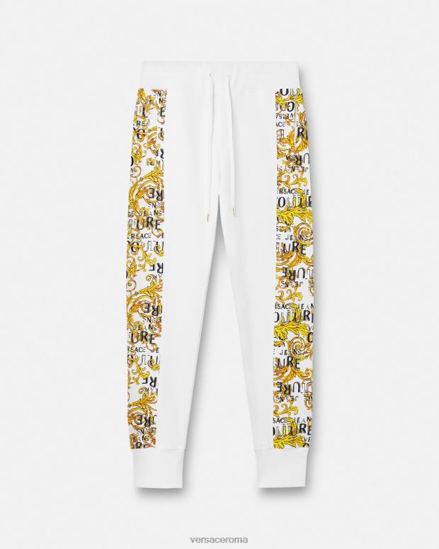 esso Versace uomini pantaloni della tuta couture con logo oro e bianco JT08Z2425 vestiario