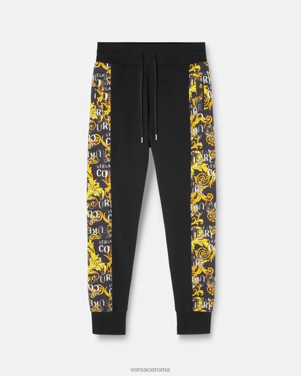 esso Versace uomini pantaloni della tuta couture con logo oro nero JT08Z2427 vestiario