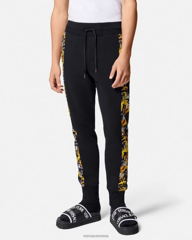esso Versace uomini pantaloni della tuta couture con logo oro nero JT08Z2427 vestiario