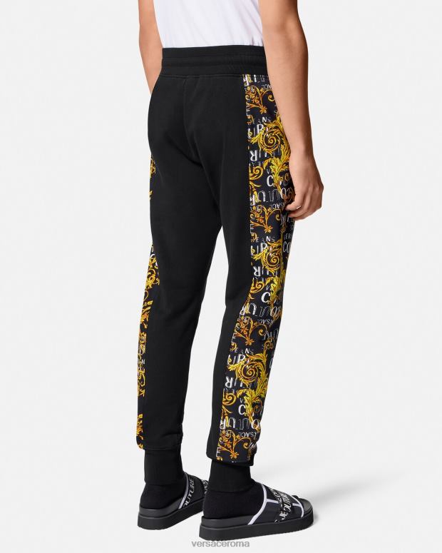 esso Versace uomini pantaloni della tuta couture con logo oro nero JT08Z2427 vestiario