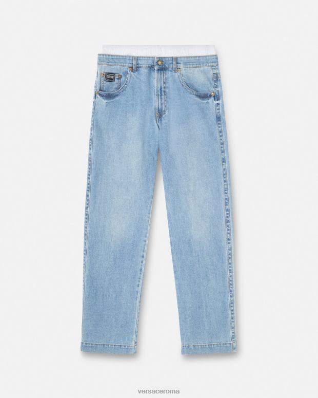 esso Versace uomini Jeans con cintura con logo blu JT08Z2420 vestiario