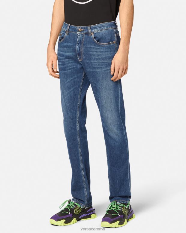 esso Versace uomini jeans con stemma a V blu JT08Z2383 vestiario