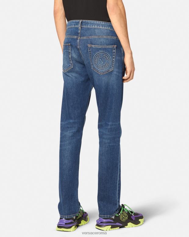 esso Versace uomini jeans con stemma a V blu JT08Z2383 vestiario