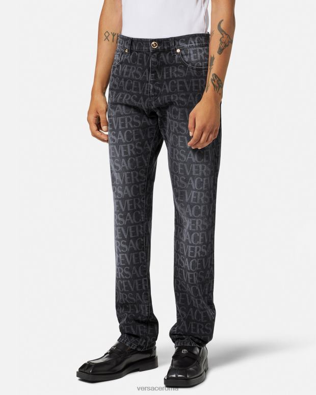 esso Versace uomini jeans integrali nero e stampa JT08Z1446 vestiario