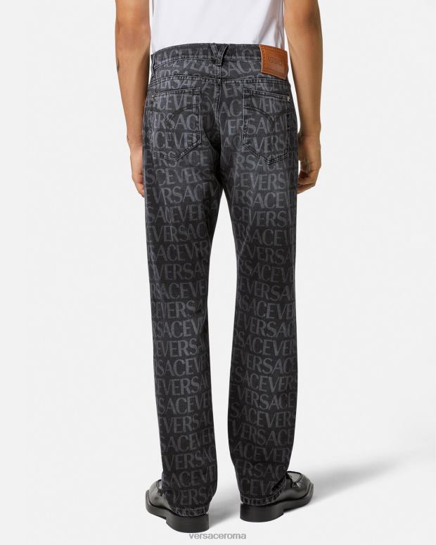 esso Versace uomini jeans integrali nero e stampa JT08Z1446 vestiario