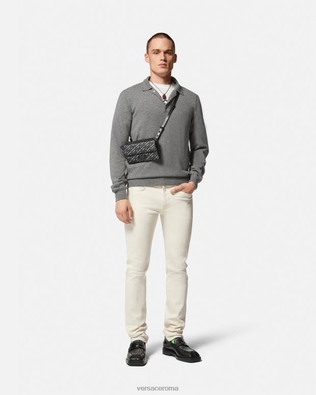 esso Versace uomini jeans slim con medusa bianco JT08Z1451 vestiario