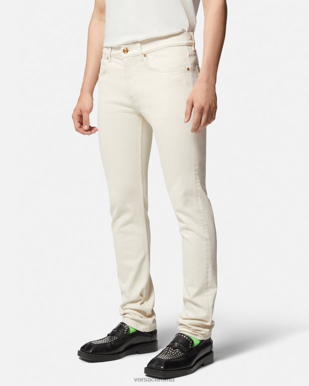 esso Versace uomini jeans slim con medusa bianco JT08Z1451 vestiario
