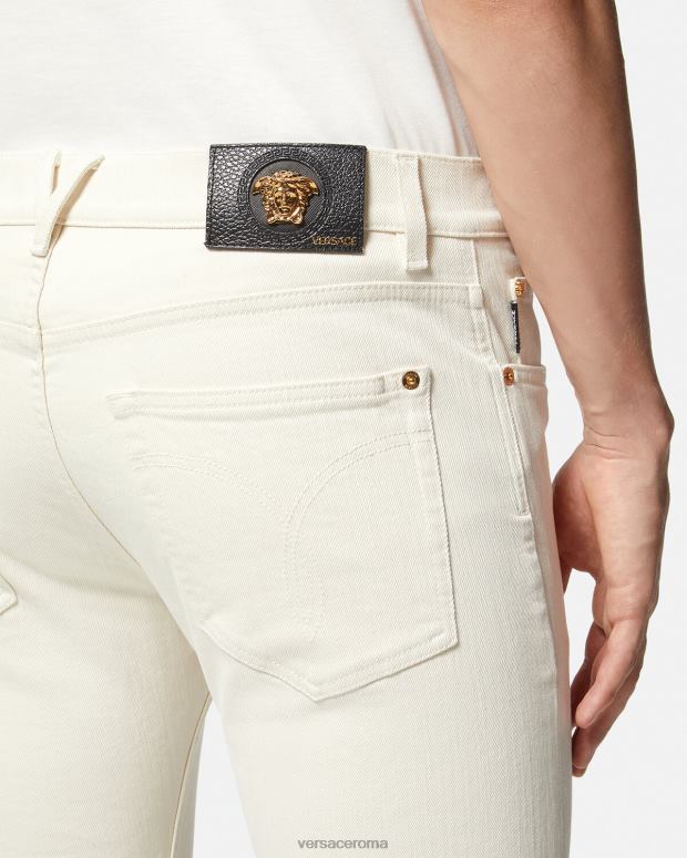 esso Versace uomini jeans slim con medusa bianco JT08Z1451 vestiario