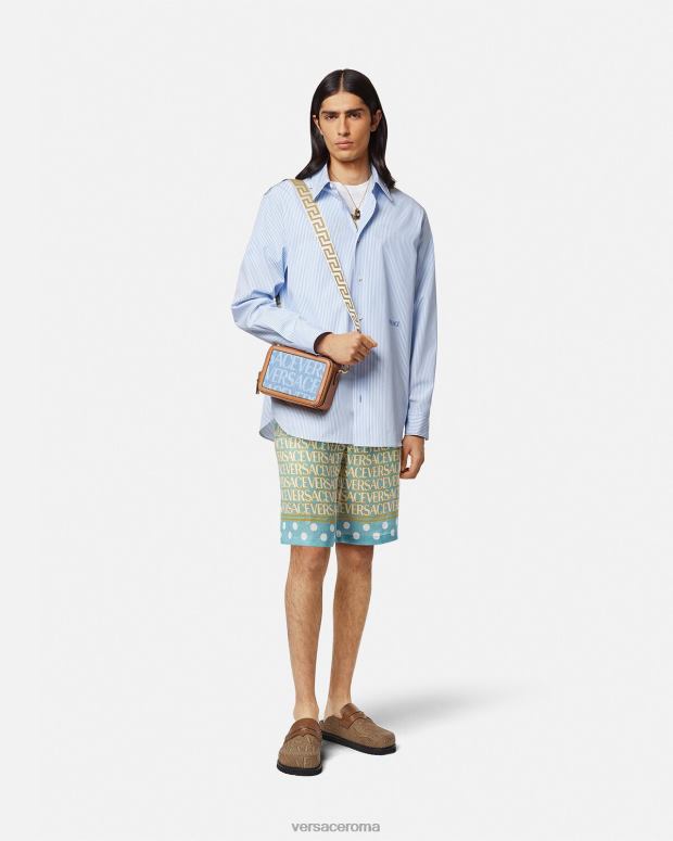esso Versace uomini pantaloncini di lino all-over stampa JT08Z1439 vestiario