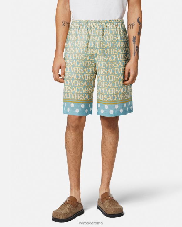 esso Versace uomini pantaloncini di lino all-over stampa JT08Z1439 vestiario