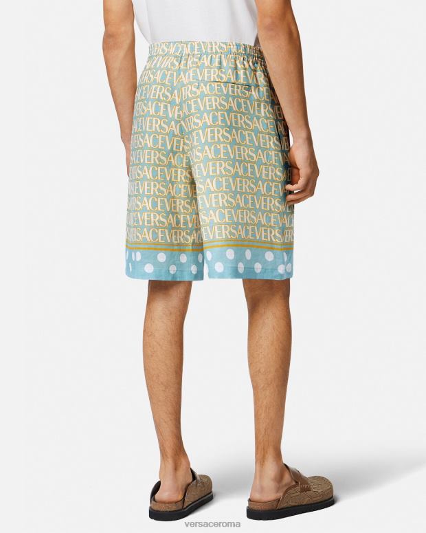 esso Versace uomini pantaloncini di lino all-over stampa JT08Z1439 vestiario