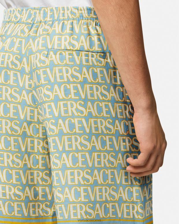 esso Versace uomini pantaloncini di lino all-over stampa JT08Z1439 vestiario