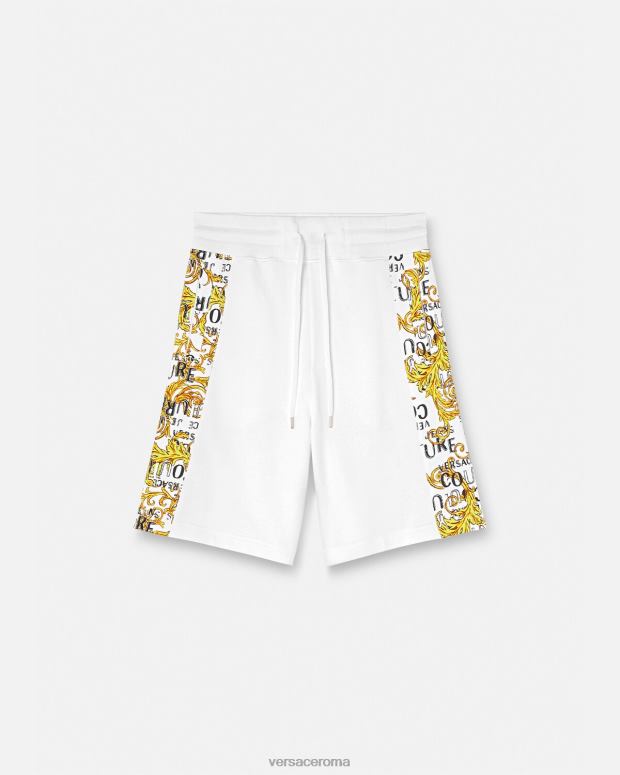 esso Versace uomini pantaloncini in felpa con logo couture oro e bianco JT08Z2424 vestiario