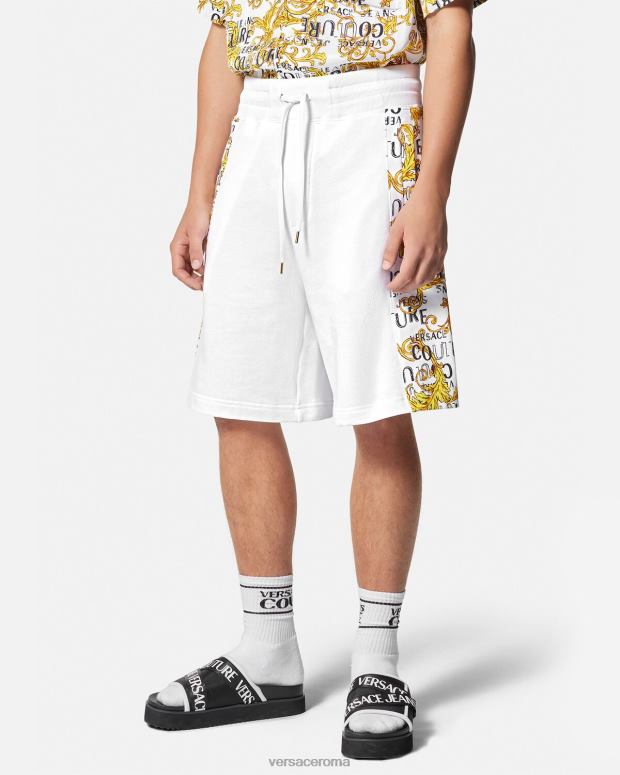 esso Versace uomini pantaloncini in felpa con logo couture oro e bianco JT08Z2424 vestiario