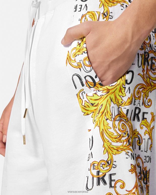 esso Versace uomini pantaloncini in felpa con logo couture oro e bianco JT08Z2424 vestiario