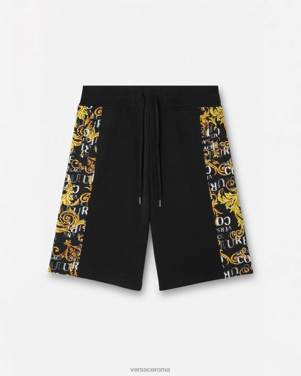 esso Versace uomini pantaloncini in felpa con logo couture oro nero JT08Z2422 vestiario