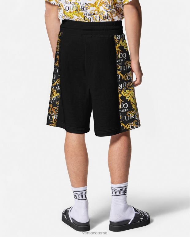 esso Versace uomini pantaloncini in felpa con logo couture oro nero JT08Z2422 vestiario