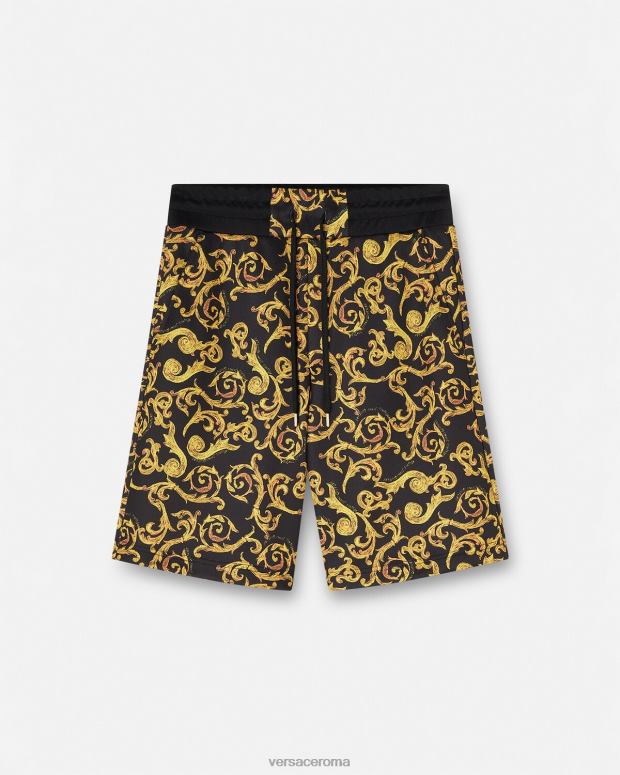 esso Versace uomini pantaloncini in felpa di sketch couture oro nero JT08Z2382 vestiario