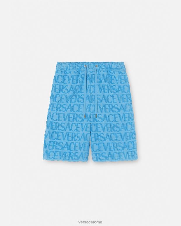 esso Versace uomini pantaloncini in spugna all-over azzurro JT08Z1429 vestiario