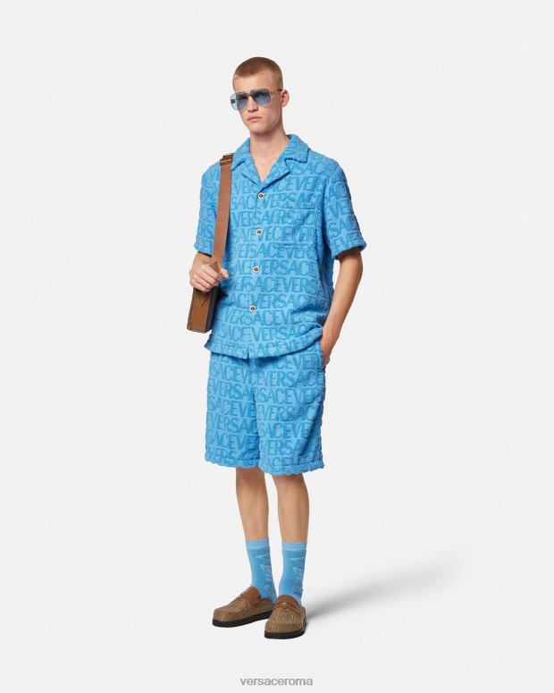 esso Versace uomini pantaloncini in spugna all-over azzurro JT08Z1429 vestiario
