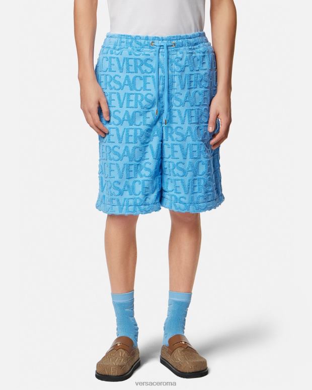 esso Versace uomini pantaloncini in spugna all-over azzurro JT08Z1429 vestiario