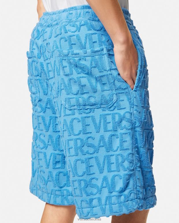 esso Versace uomini pantaloncini in spugna all-over azzurro JT08Z1429 vestiario