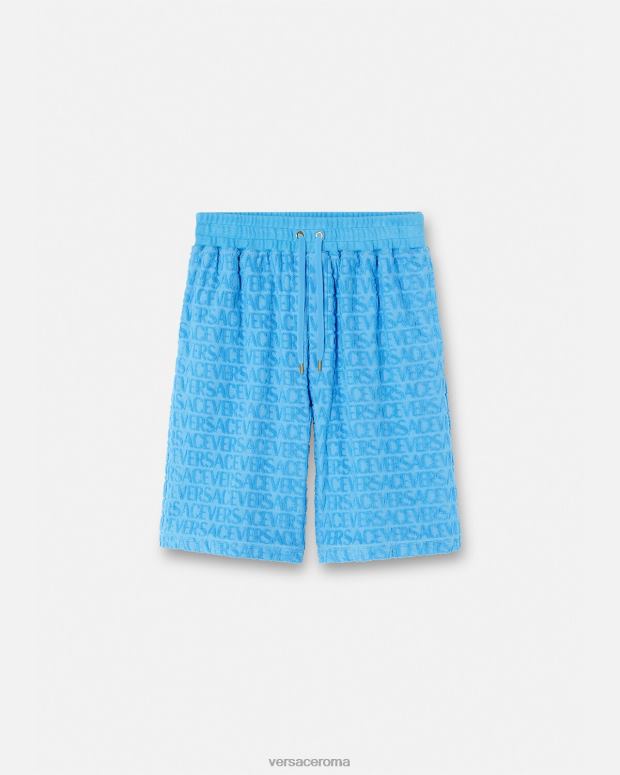 esso Versace uomini pantaloncini in spugna all-over azzurro JT08Z1431 vestiario