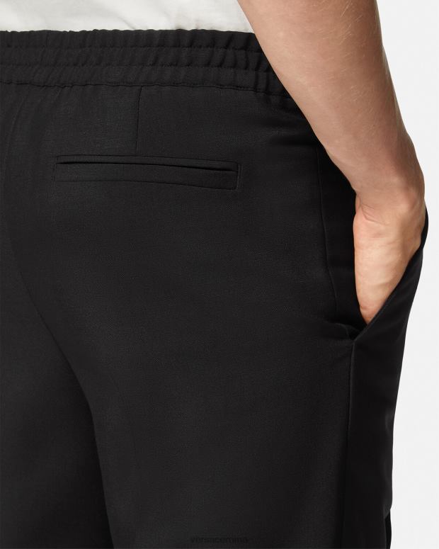 esso Versace uomini pantaloni jogger in misto mohair nero JT08Z1450 vestiario