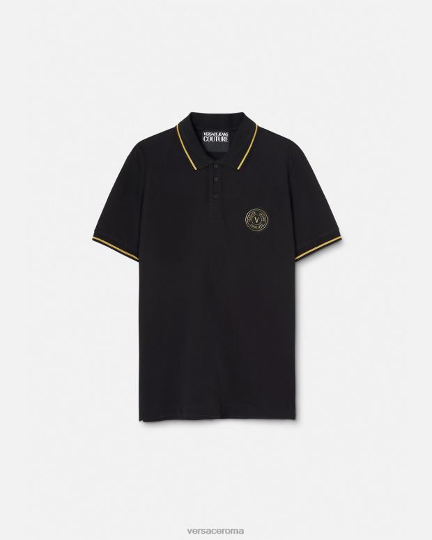 esso Versace uomini Polo con stemma V oro nero JT08Z2363 vestiario