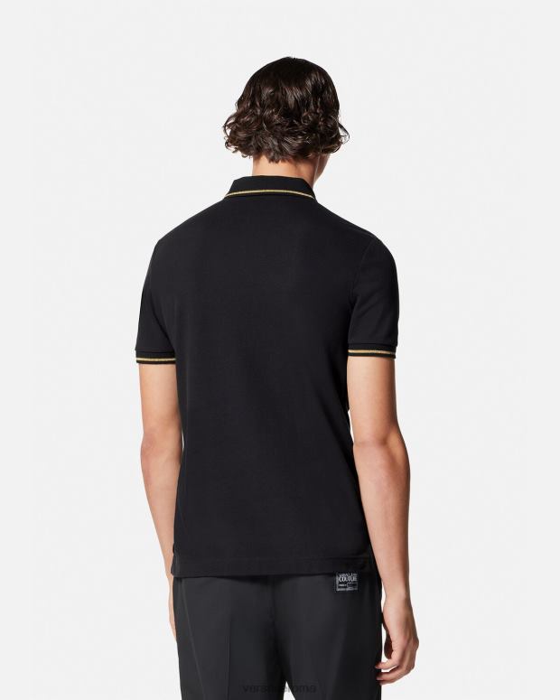 esso Versace uomini Polo con stemma V oro nero JT08Z2363 vestiario