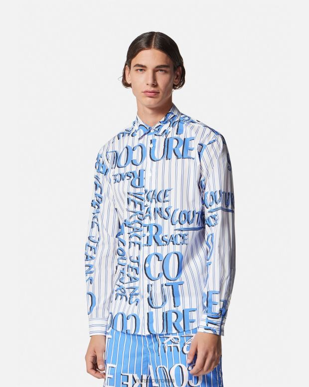 esso Versace uomini camicia con logo scarabocchio bianco JT08Z2374 vestiario