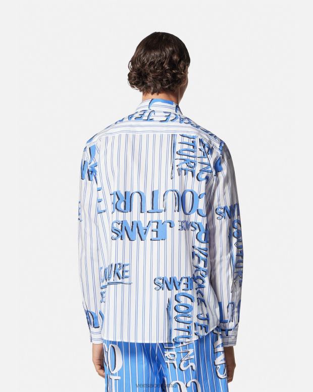 esso Versace uomini camicia con logo scarabocchio bianco JT08Z2374 vestiario