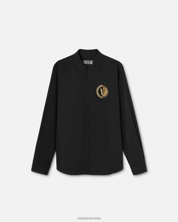 esso Versace uomini camicia con stemma V oro nero JT08Z2402 vestiario
