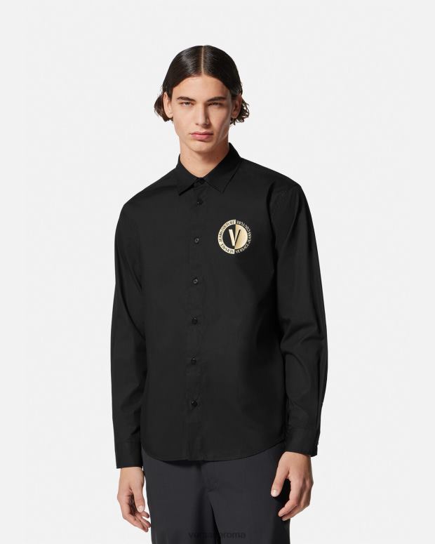 esso Versace uomini camicia con stemma V oro nero JT08Z2402 vestiario