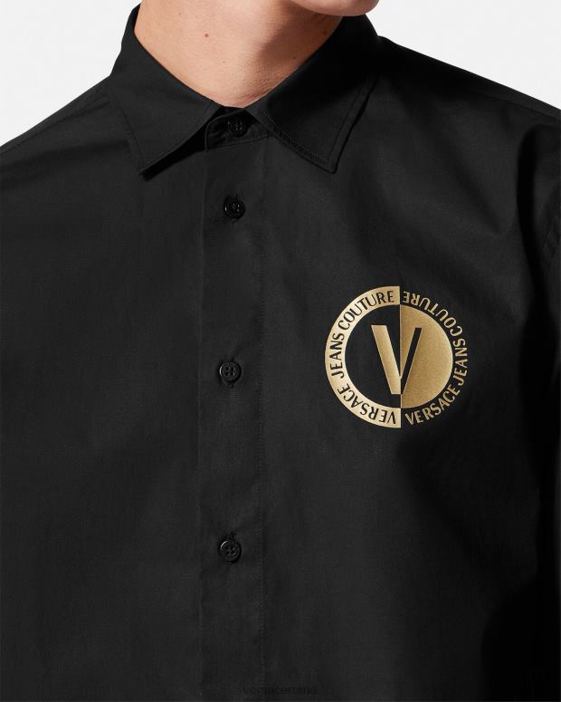 esso Versace uomini camicia con stemma V oro nero JT08Z2402 vestiario