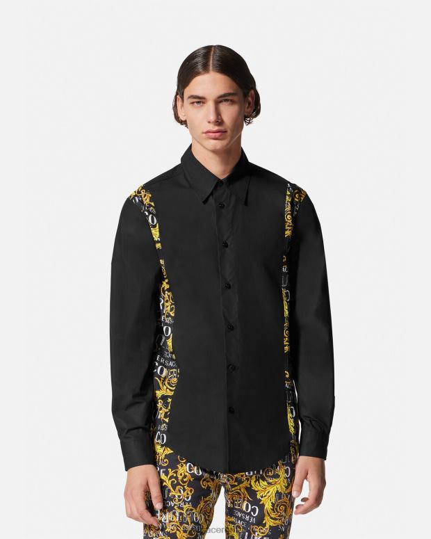 esso Versace uomini camicia couture con logo nero JT08Z2397 vestiario