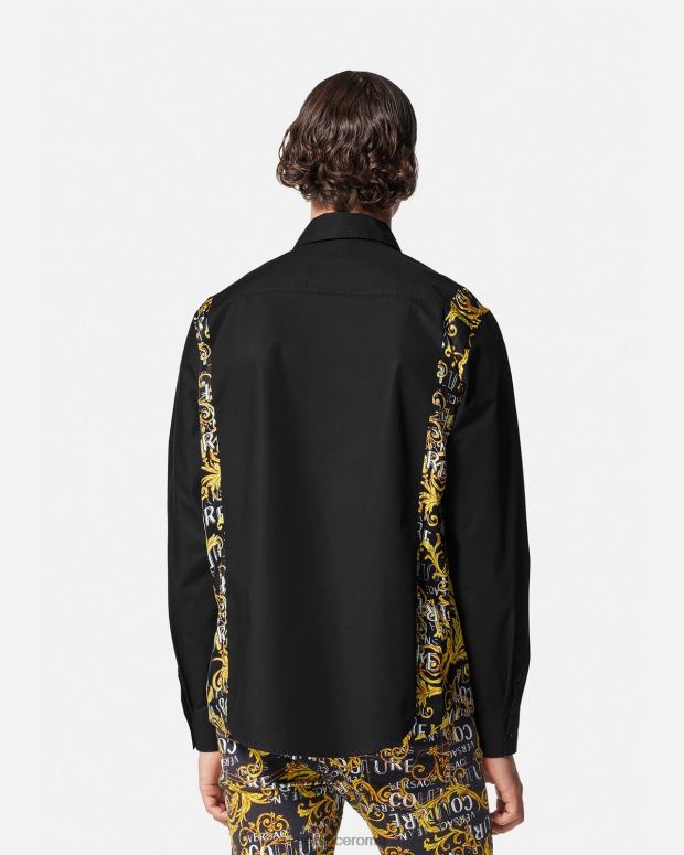 esso Versace uomini camicia couture con logo nero JT08Z2397 vestiario