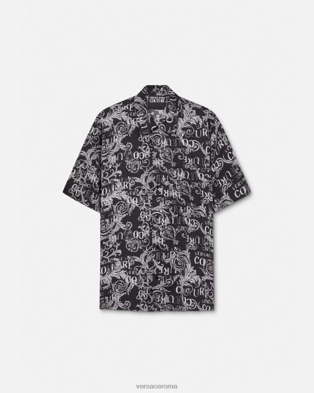 esso Versace uomini camicia couture con logo nero e stampa JT08Z2398 vestiario