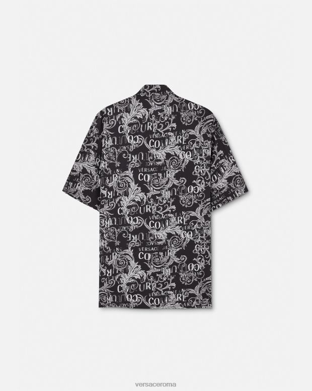esso Versace uomini camicia couture con logo nero e stampa JT08Z2398 vestiario