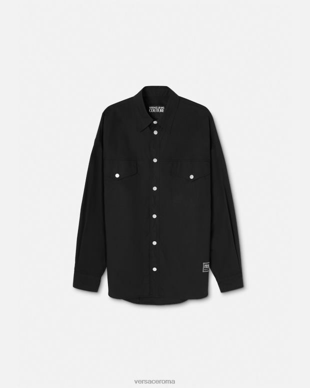 esso Versace uomini maglietta con logo numero pezzo nero JT08Z2401 vestiario
